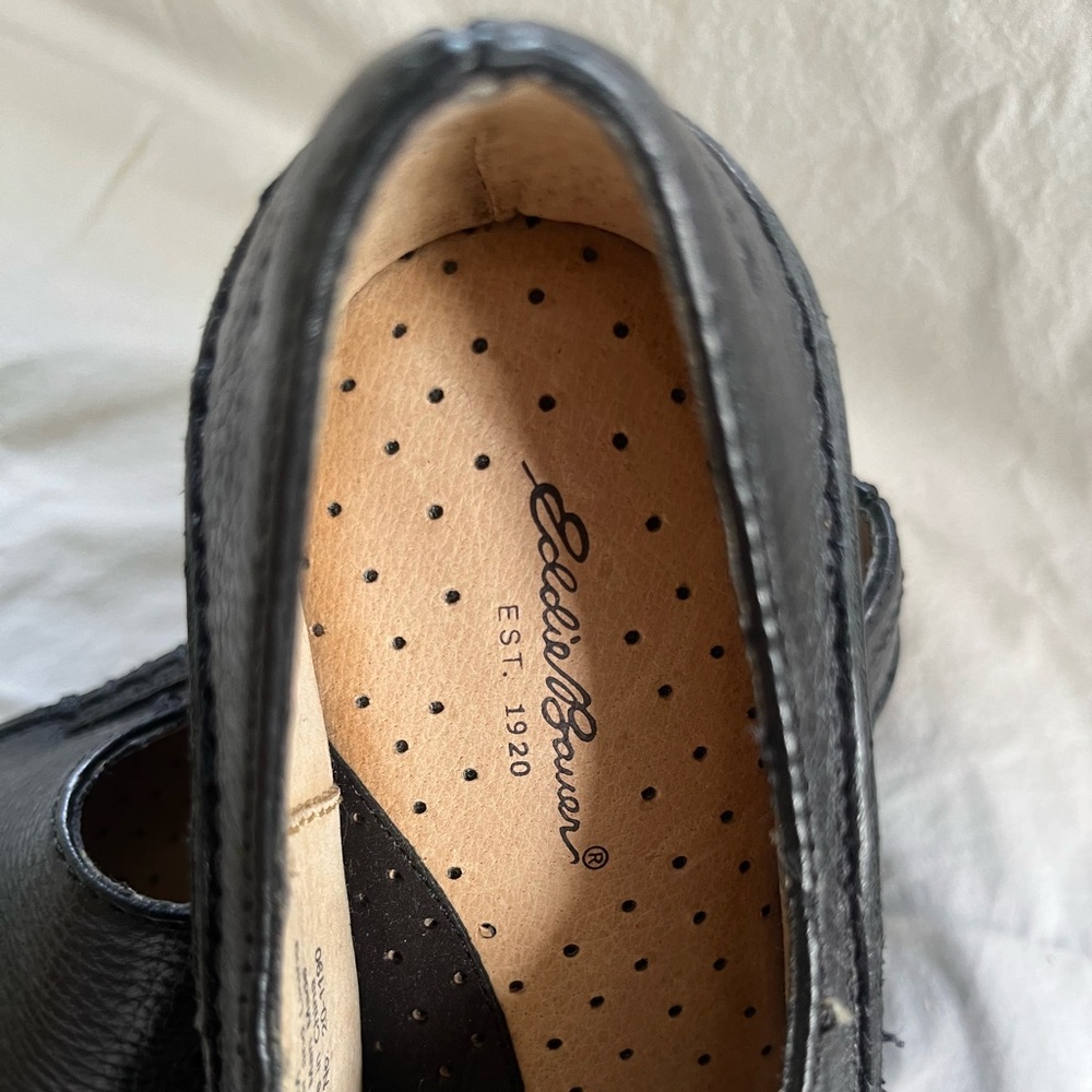 Black Leather Eddie Bauer Chunky Loafers. Women’s S 7.5M. - Picture 3 of 5